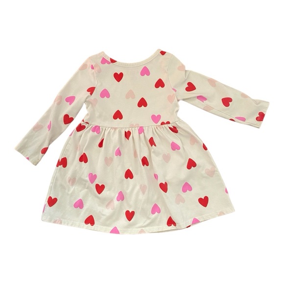Cat & Jack Other - Girl’s sz 2T dress 3/4 sleeves red pink & light pink hearts 60% cotton 40% poly